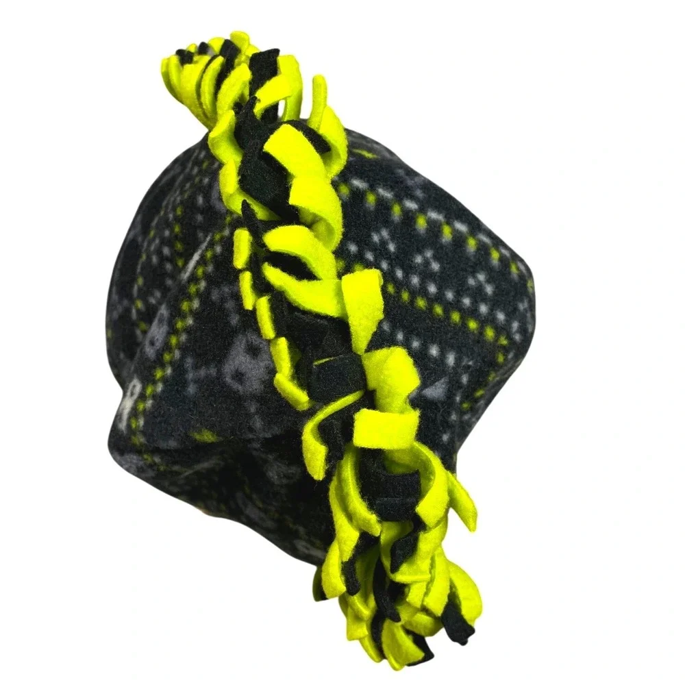 Kids 4-7 Years Fun Skull Pattern Fleece Trapper Gaming Hat with Mohawk‎ & Braid